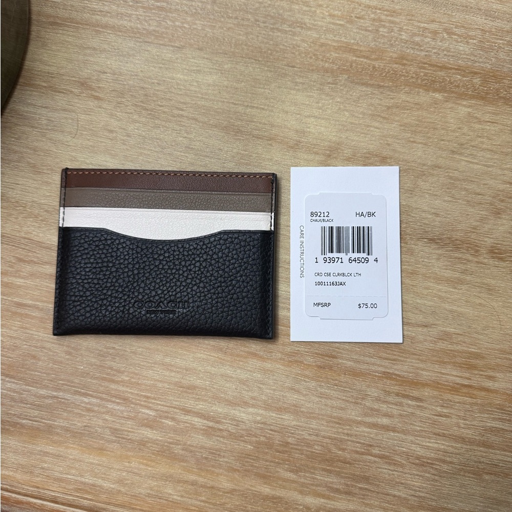 Coach Black and Brown Leather Card Holder